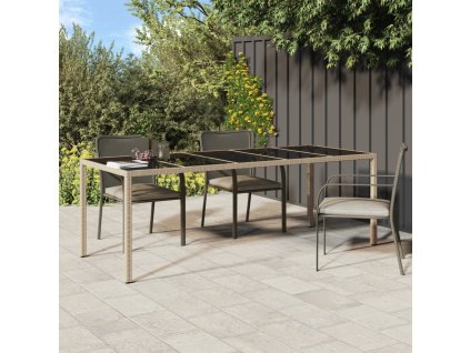 Zahradní stůl béžový 250 x 100 x 75 cm tvrzené sklo a polyratan 316728