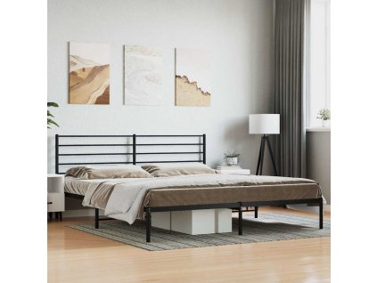 Kovový rám postele s čelem černý 200 x 200 cm 352326