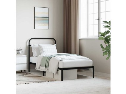 Kovový rám postele s čelem černý 90 x 200 cm 352571