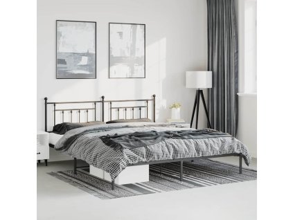 Kovový rám postele s čelem černý 183 x 213 cm 353542