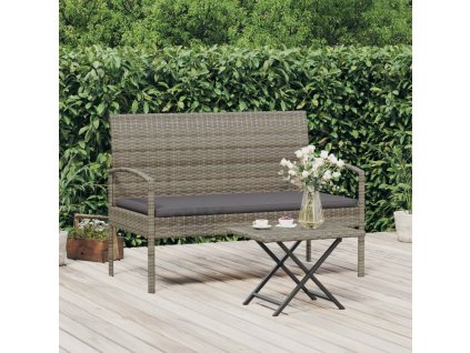Zahradní lavice s poduškou šedá 105 cm polyratan 362167