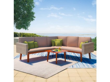 4dílná zahradní sedací souprava s poduškami polyratan šedá 43133