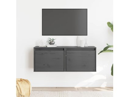 Nástěnné skříňky 2 ks šedé 45 x 30 x 35 cm masivní borové dřevo 813440