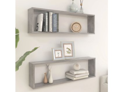 Nástěnné obdélníkové police 2 ks betonově šedé 100 x 15 x 30 cm 807091