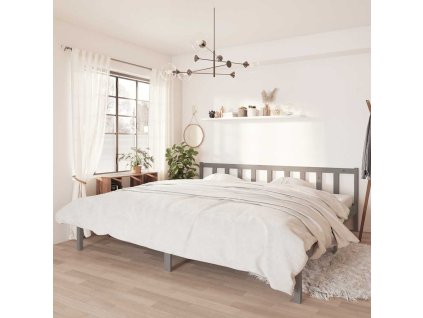 Rám postele šedý masivní borové dřevo 200 x 200 cm 810104