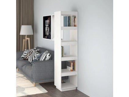 Knihovna / dělicí stěna bílá 40 x 35 x 167 cm masivní borovice 810855