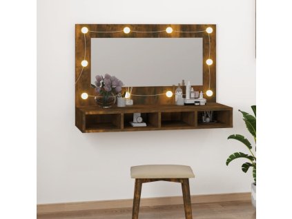 Zrcadlová skříňka s LED kouřový dub 90 x 31,5 x 62 cm 820457