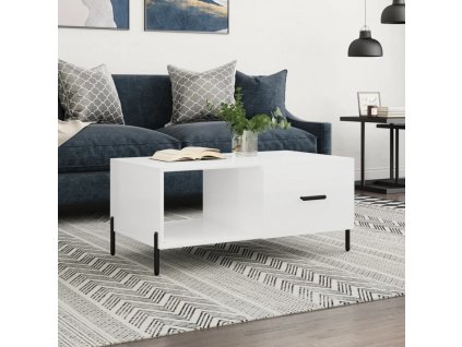 Konferenční stolek lesklý bílý 90 x 50 x 40 cm kompozitní dřevo 829222