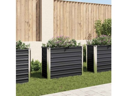 Vyvýšený záhon antracitový 100 x 40 x 77 cm pozinkovaná ocel 45732