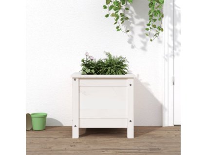 Zahradní truhlík bílý 40 x 40 x 39 cm masivní borové dřevo 825248