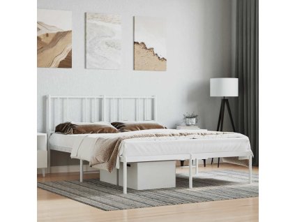 Kovový rám postele s čelem bílý 120 x 200 cm 352527