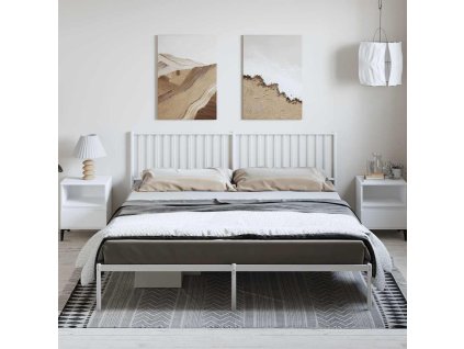 Kovový rám postele s čelem bílý 183 x 213 cm 350936