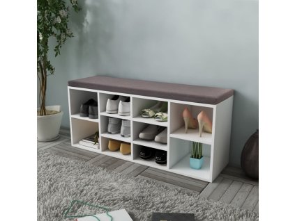 Lavice na boty 10 přihrádek bílá 242554