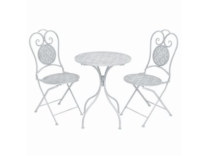 3dílný bistro set ocelový šedobílý 43150