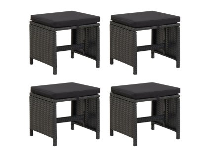 Zahradní stoličky 4 ks s poduškami polyratan černé 316749