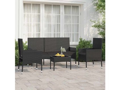 4dílná zahradní sedací souprava s poduškami černá polyratan 319502