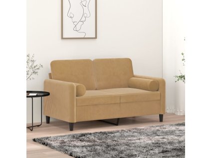 Dekorační polštáře 2 ks hnědé Ø 15 x 50 cm samet 349516