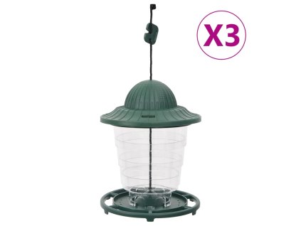 Krmítka pro ptáky 3 ks tmavě zelená 13 x 13 x 17 cm 364829