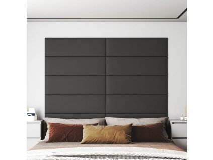 Nástěnné panely 12 ks šedé 90 x 30 cm umělá kůže 3,24 m² 343914