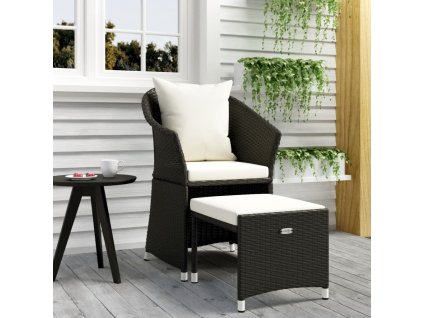 2dílná zahradní sedací souprava s poduškami černá polyratan 319684