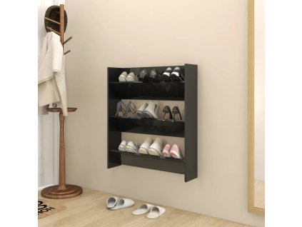 Nástěnný botník černý vysoký lesk 80x18x90 cm kompozitní dřevo 806791