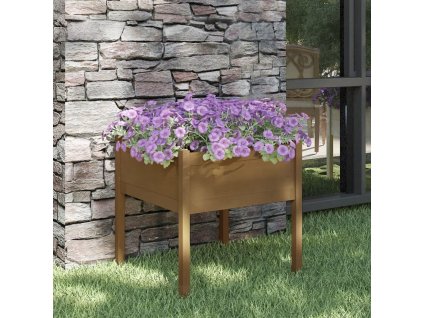 Zahradní truhlík medově hnědý 70 x 70 x 70 cm masivní borovice 810815