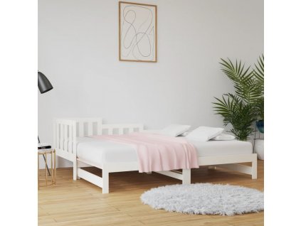 Výsuvná postel bílá 2x (90 x 190) cm masivní borovice 820747
