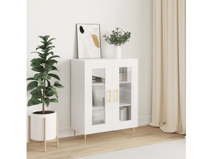 Příborník bílý s vysokým leskem 69,5x34x90 cm kompozitní dřevo 827774