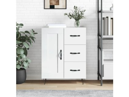 Příborník bílý s vysokým leskem 69,5x34x90 cm kompozitní dřevo 830254