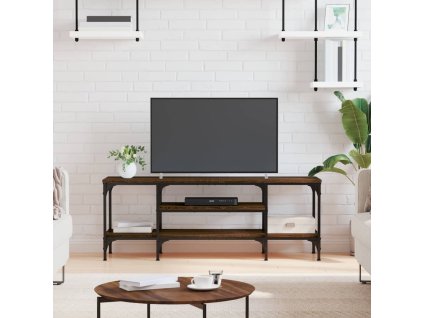TV stolek hnědý dub 121 x 35 x 45 cm kompozitní dřevo a železo 831807