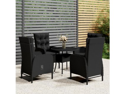 5dílný zahradní bistro set polyratan černý 3058552