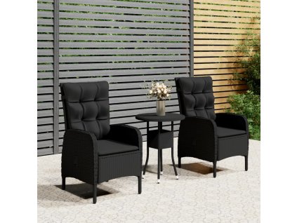 3dílný zahradní bistro set polyratan černý 3058544