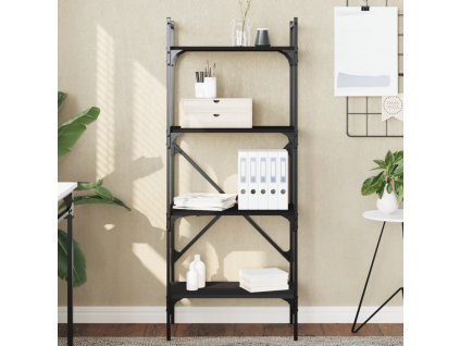 Knihovna se 4 policemi černá 56x31,5x138,5 cm kompozitní dřevo 833338