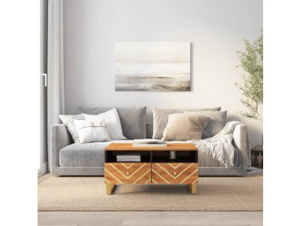 Konferenční stolek hnědý a černý 80x54x40 cm masivní mangovník 356796
