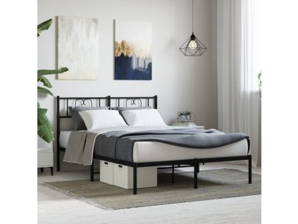 Kovový rám postele s čelem černý 140 x 200 cm 355464