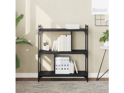 Knihovna se 3 policemi černá 76 x 32 x 88 cm kompozitní dřevo 833930