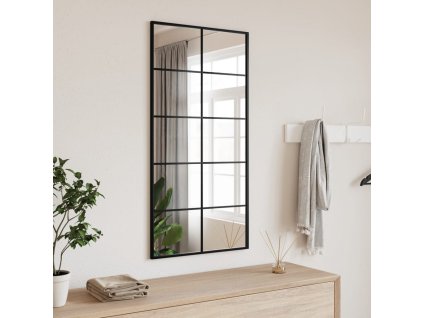 Nástěnné zrcadlo černé 50 x 100 cm obdélník železo 358649