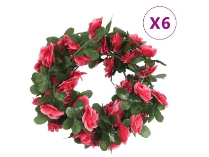 Vánoční květinové girlandy 6 ks růžově červené 250 cm 359039