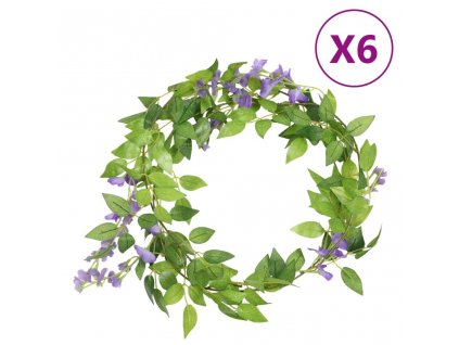 Vánoční květinové girlandy 6 ks fialové 200 cm 359072