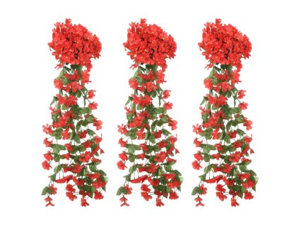 Vánoční květinové girlandy 3 ks červené 85 cm 359053