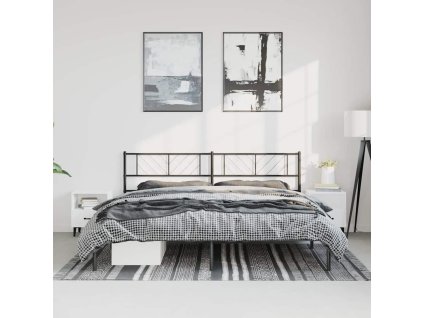 Kovový rám postele s čelem černý 183 x 213 cm 372184