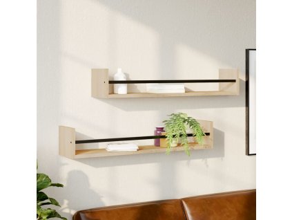 Nástěnné police s tyčemi 2 ks dub sonoma 80 x 16 x 14 cm 835440