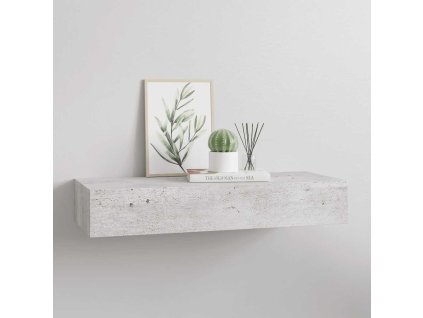 Nástěnná police se zásuvkou betonově šedá 60 x 23,5 x 10 cm MDF 330265