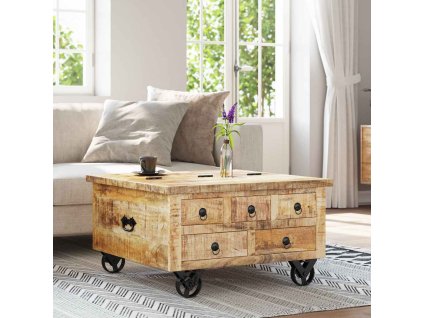 Konferenční stolek hrubé mangovníkové dřevo 70 x 70 x 40 cm 243979