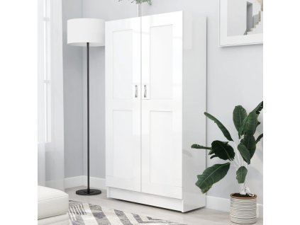 Knihovna bílá vysoký lesk 82,5 x 30,5 x 150 cm kompozitní dřevo 802729