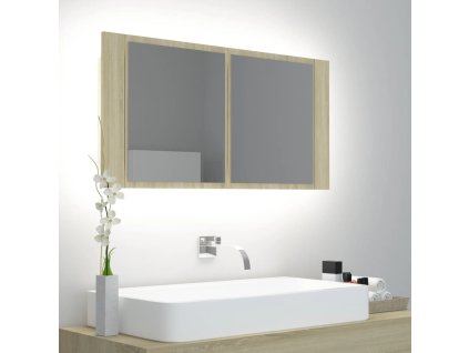 LED koupelnové zrcadlo dub sonoma 90 x 12 x 45 cm akrylové 804975