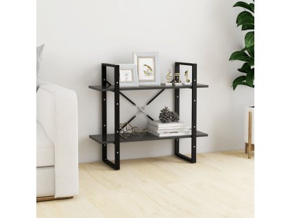 Knihovna se 2 policemi šedá 80 x 30 x 70 cm kompozitní dřevo 806449