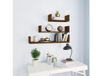 Nástěnné police 3 ks hnědý dub kompozitní dřevo 815263