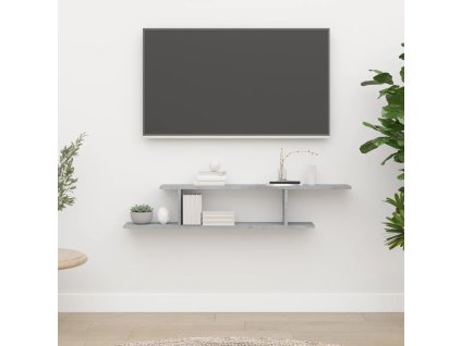 Nástěnná TV police betonově šedá 125 x 18 x 23 cm dřevotříska 806993