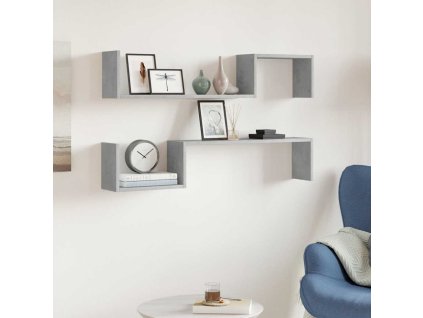 Nástěnné police 2 ks betonově šedé 100x15x20cm kompozitní dřevo 807272